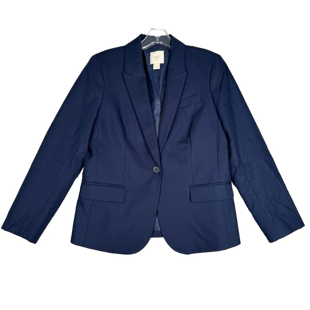 J Crew Blazer Womens 6 Navy Blue Suiting Jacket Classic Business Preppy Academia